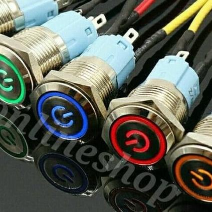 switch on off push button tombol saklar lampu ring led motor mobil