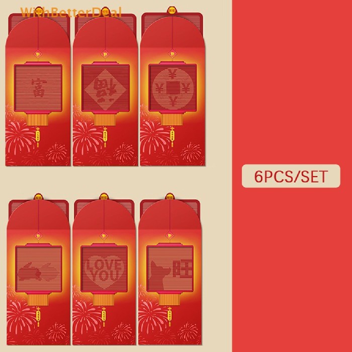 

New! Better 6Pcs Amplop Merah Imlek Kreatif Hongbao Tahun Baru Festival Limited