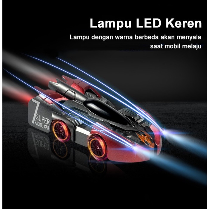 RUILIN MOBIL PANJAT TEMBOK REMOTE CONTROL DENGAN LED LAMPU JAM KONTROL ORIGINAL TERBARU