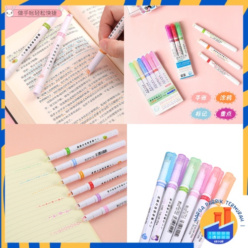 

HPT Spidol Garis Motif Lucu 1 Set 6 Pcs Spidol Garis Aesthetic Warna Warni pulpen roller pen Higlighter Random Spidol Garis Line Marker Alat Tulis Kantor