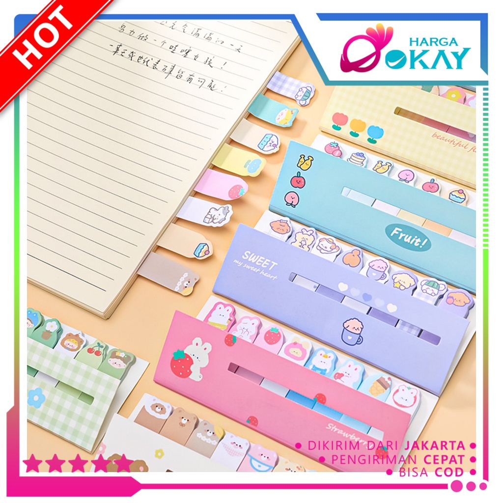 

HO Pembatas Buku Karakter Hewan Lucu Penanda Buku Sticky Notes Karakter 8IN1 Tempelan Kertas Catatan 120 Lembar Stationery Memo Pad Convenience Cute 8 IN 1