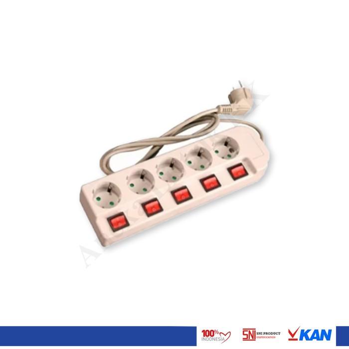 Uticon ST-1582 SW Stop Kontak 5 Lubang + Saklar + Kabel 1.5m + Pengaman Soket