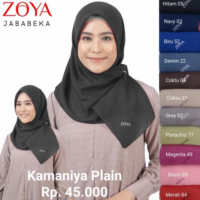 Terbaru Kamaniya Plain Scarf Zoya Jilbab Kerudung Segiempat Polos Original