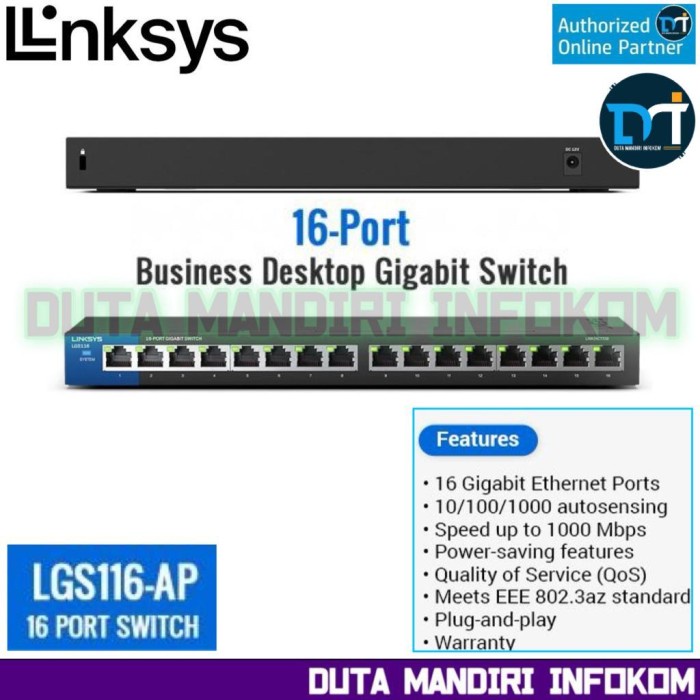 SWITCH LINKSYS LGS 116 HUB 16PORT LGS-116 GIGABIT LINKSYS 16P LGS116