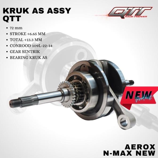 Crankshaft Kruk as QTT AEROX NMAX NEW LEXI + 6.65mm (13.3mm) 72MM ASSY