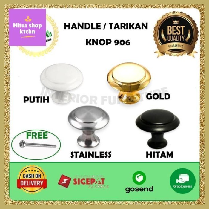 Knop Laci - Knob Knop Bulat 906 Tarikan Laci Knop Laci Bulat 906 Hitam 175Pcs High