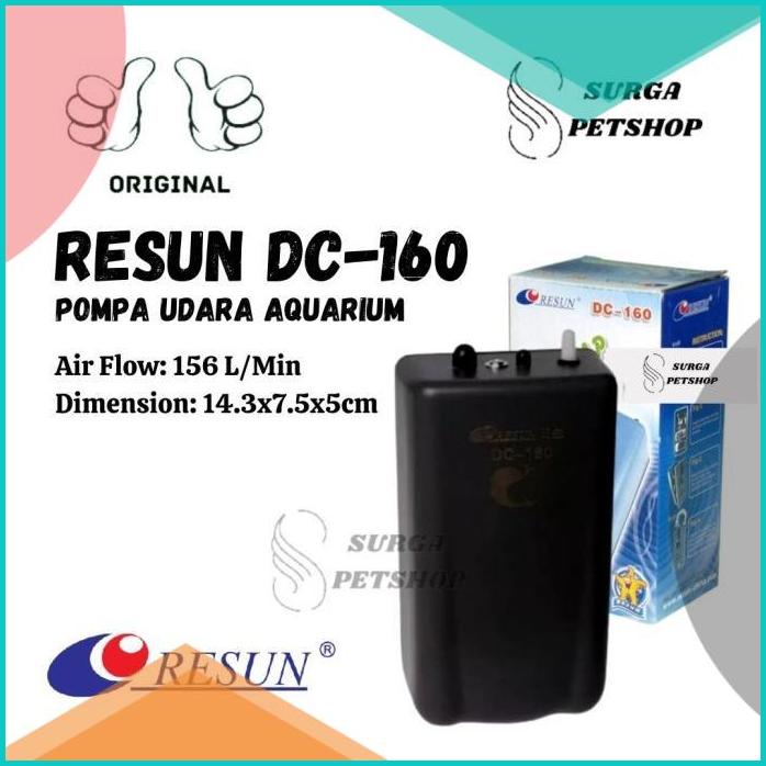 RESUN DC 160 Pompa Aerator Baterai Air Pump Aquarium Battery Operated