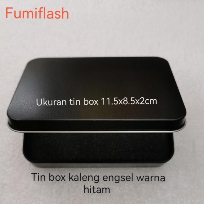 Tin Box Kaleng Engsel Warna Hitam Tanpa Jendela Busa Tidak Potong