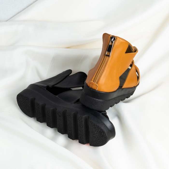 Sepatu Wedges Wanita / Sepatu Kulit Wedges / Sepatu Sandal Heels Kulit