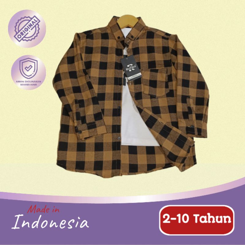 IF004 Kemeja Anak Laki Laki dan Perempuan Baju Kemeja Anak Kotak Kotak Cowok Kemeja Flanel Anak 2-10