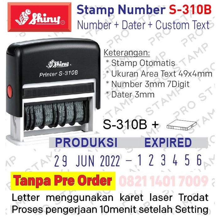 

Shiny S-310B Stempel Kode Produksi / Dater + Number + Text Custom