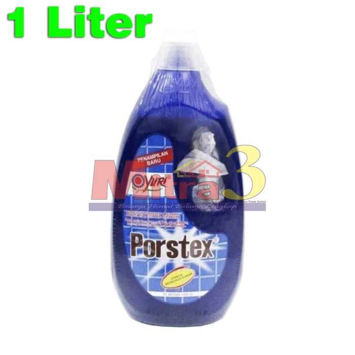*****] Yuri PORSTEX Biru 1L Cairan Pembersih Noda Keramik Kamar Mandi 1000ml