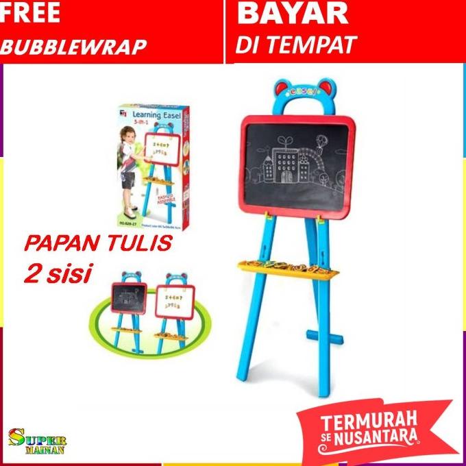 

Mainan papan tulis white board anak kapur tempel hitam standing murah E85S