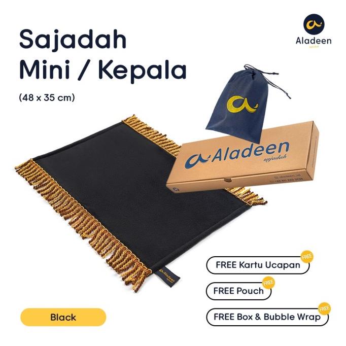 Sajadah Aladeen Kecil Mini / Kepala Bulu Tipis Polos - Hitam
