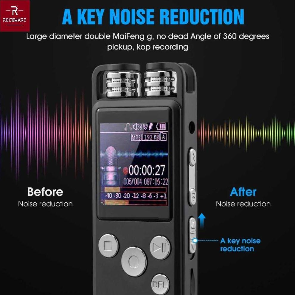 ROCKWARE RW-AVR01 - Professional Audio Voice Recorder 8GB - Dual Mic