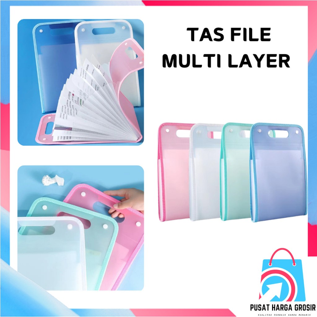 

PHG Tas Dokumen A4 Folder Map Kerja Document Tas file Handle Warna Transparan Anti Air Multi Layer Folder Tas File 13 Sekat Map