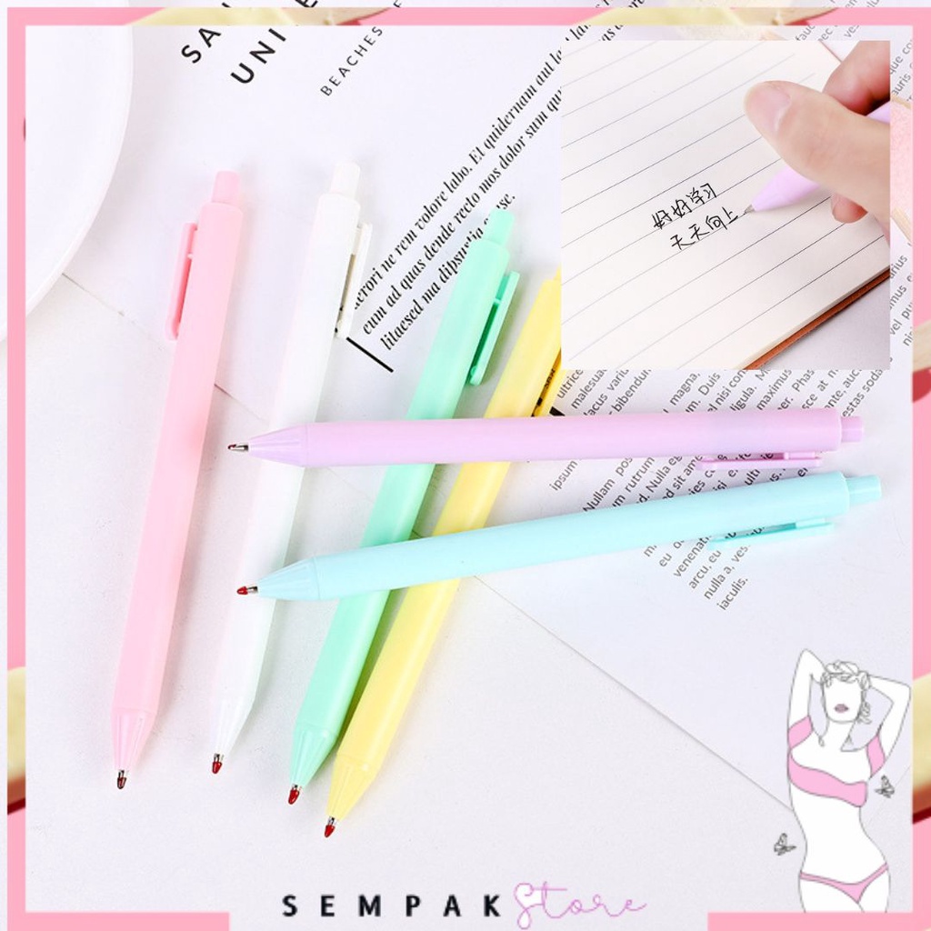 

SS Pena Cetekan Macaroon Pulpen Warna Pastel Tinta Hitam Alat Tulis Sekolah Kantor Pen Warna Warni Bolpoint Polos Murah