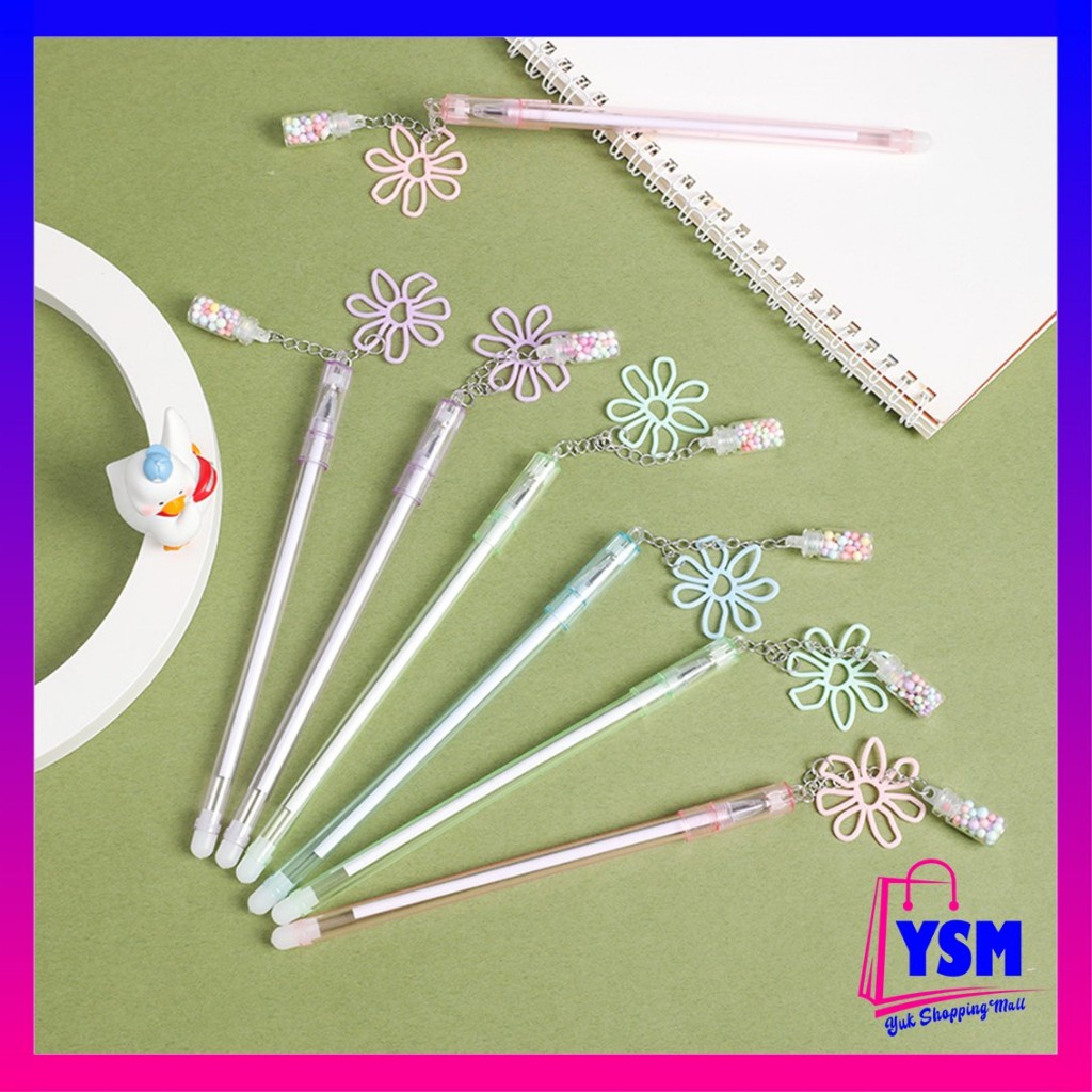 

YSM Pulpen Lucu Aesthetic Pena Gantungan Botol Bunga Fancy Pen Pena Gel Bolpen Unik warna pastel cute Bola Salju Warna Warni Alat Tulis Kantor