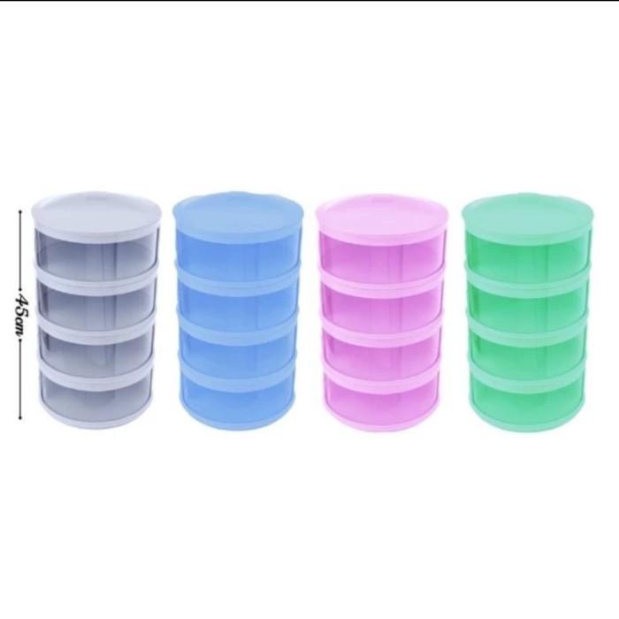 Tudung Saji Motif Kristal Susun 4 Rak Penyimpanan Makanan Food Storage