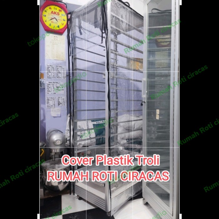 Cover Plastik Troly Rak Loyang Roti Trolley Bakery Susun 15 Slot Rak