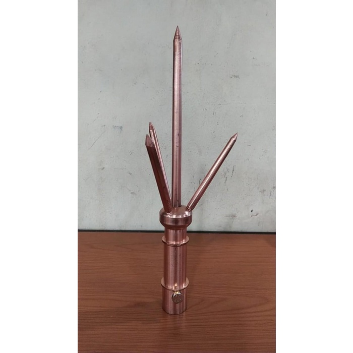 Penangkal Petir Trisula Tembaga Kuningan 3/4 Tombak Anti Petir