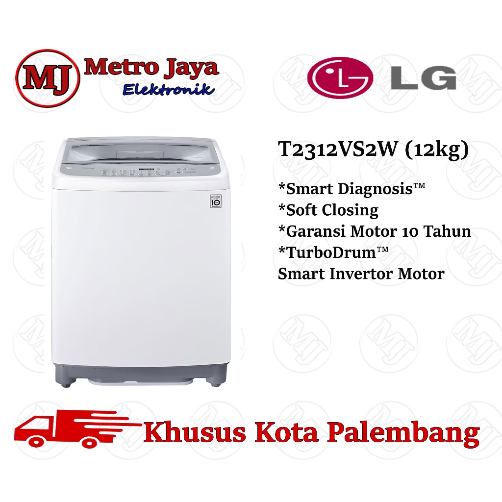 MESIN CUCI LG TOP LOADING 1 TABUNG 12KG T2312VS2W / T2312 VS2W
