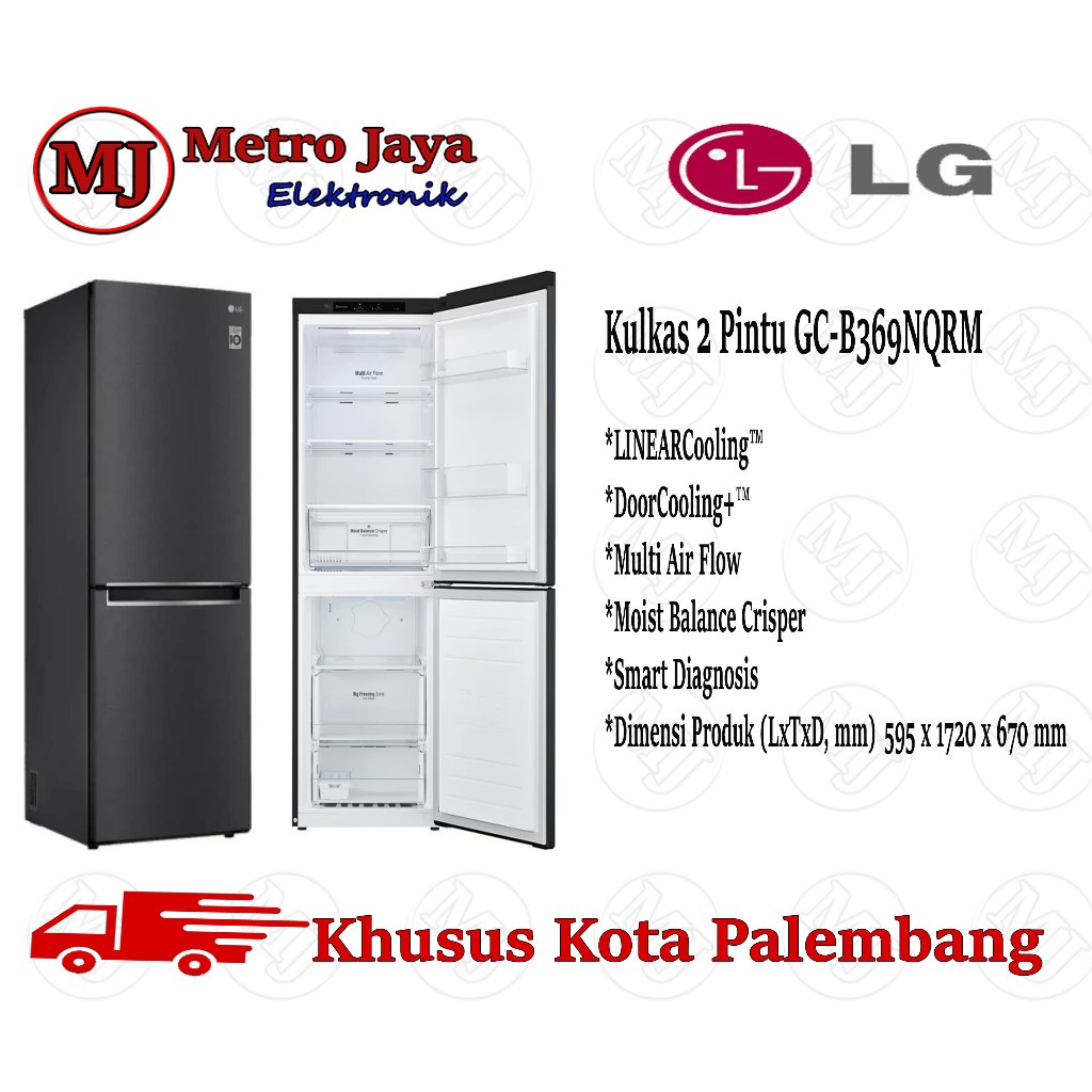 Kulkas LG Freezer Bawah GC B369NQRM 305 Liter