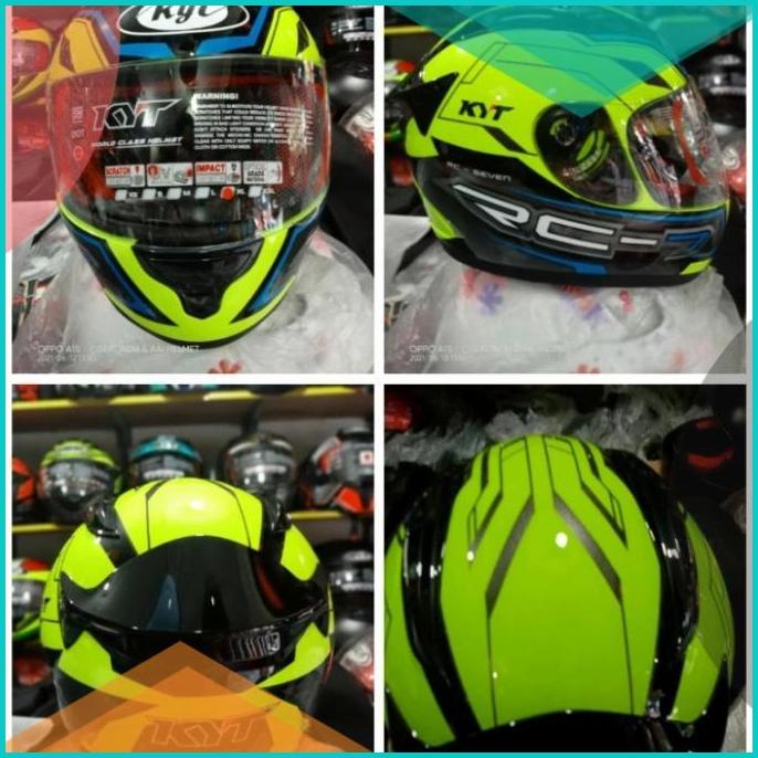 helm kyt full face rc7 hijau putih gold 16novz3 suku cadang