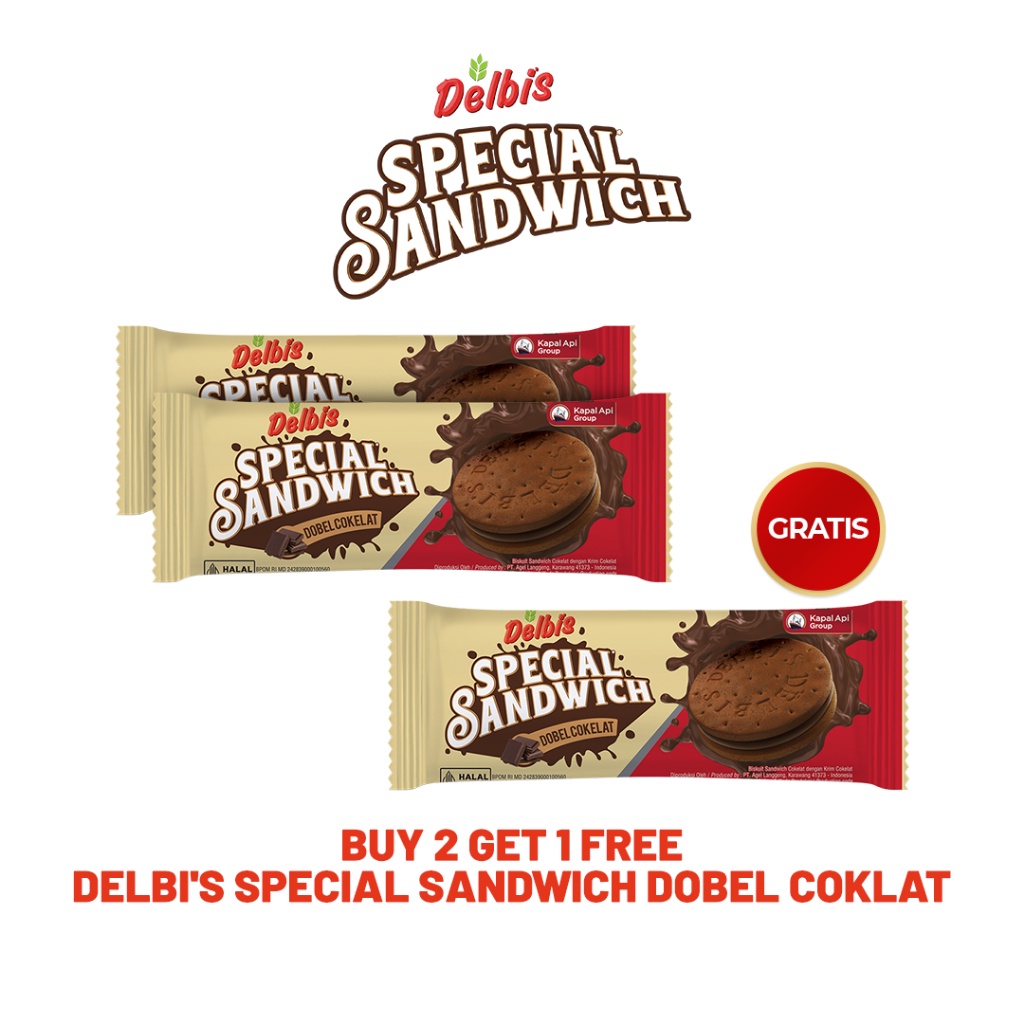 

[Buy 2 Get 1 Free] Delbis Special Sandwich Dobel coklat