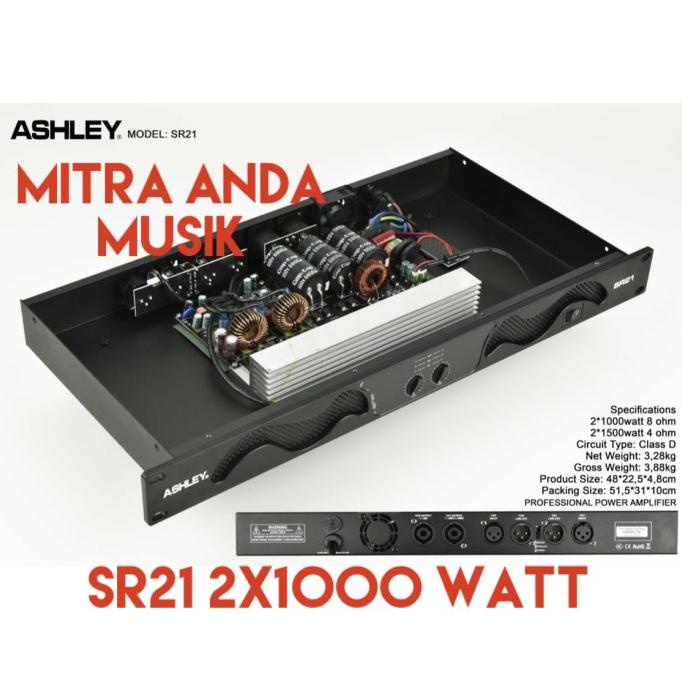 Power Amplifier Ashley Sr21 2X1000 Watt Class D Kualitas Premium