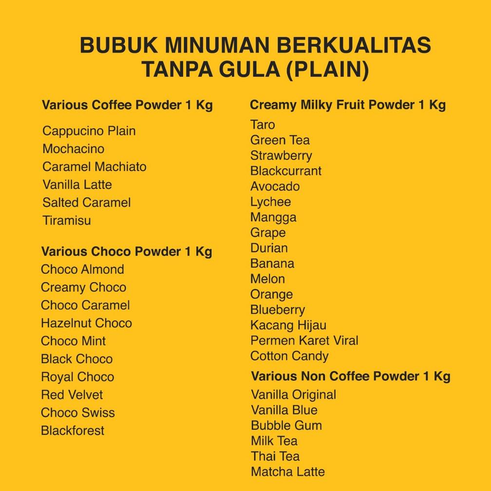 

Ready Bubuk Minuman Kekinian Harga Grosir Bubuk Minuman Aneka Rasa Premium Powder Drink JPS 1Kg Bubuk Minuman Terbaik