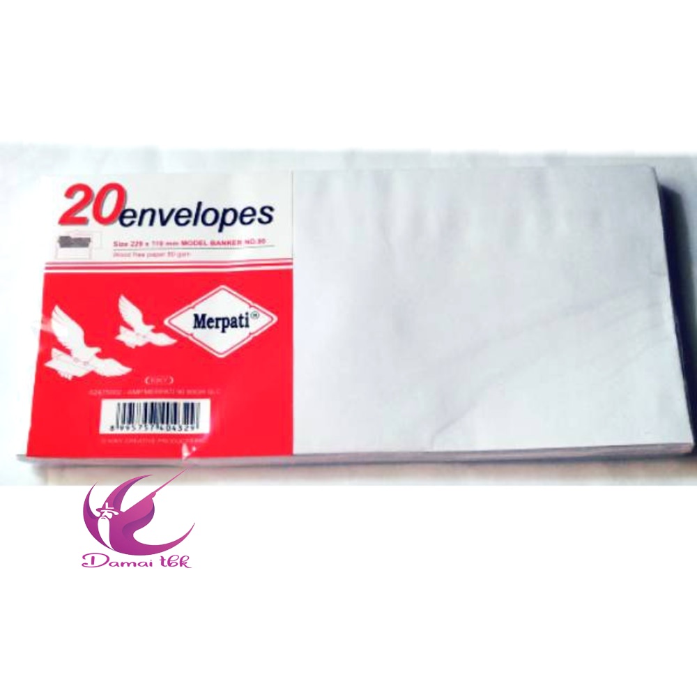 

Amplop putih merpati no 90 kiky Isi 20 Lembar