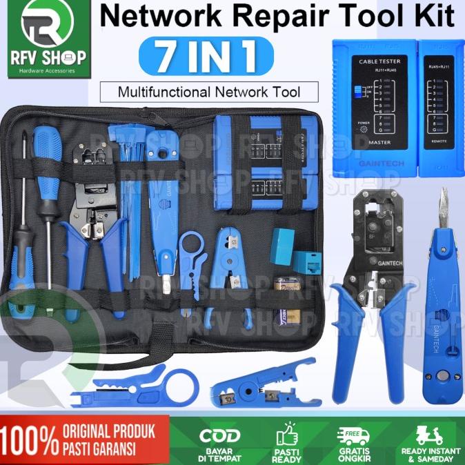 PAKET TOOLKIT 7 IN 1 NETWORK CABLE REPAIR TOOL KIT SET TESTER GT-580