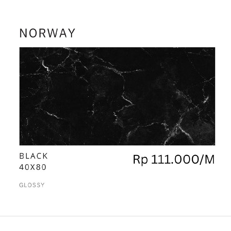 Keramik Glossy Hitam Motif Marbel Norway Ukuran 40x80 by Platinum/Keramik Kualitas 1 Grade A/Keramik