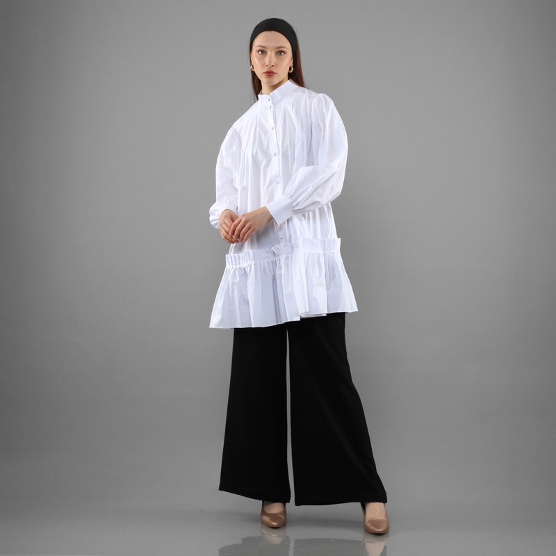 Itang Yunasz Ready to Wear - Box Pleats Tunic White