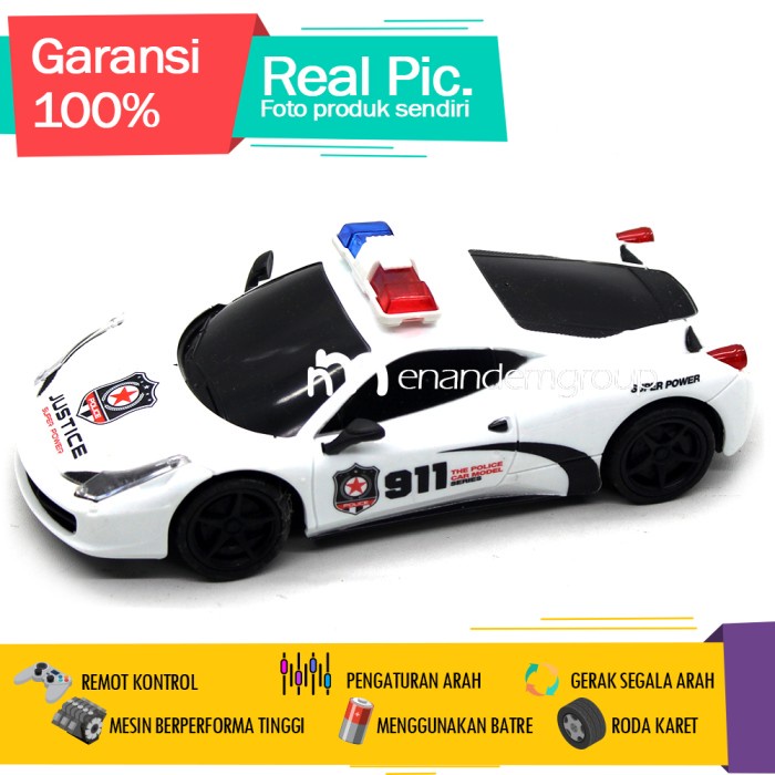 TERLARIS Mainan Mobil Remot Kontrol RC Sedan Balap Polisi 911 Super Patrol