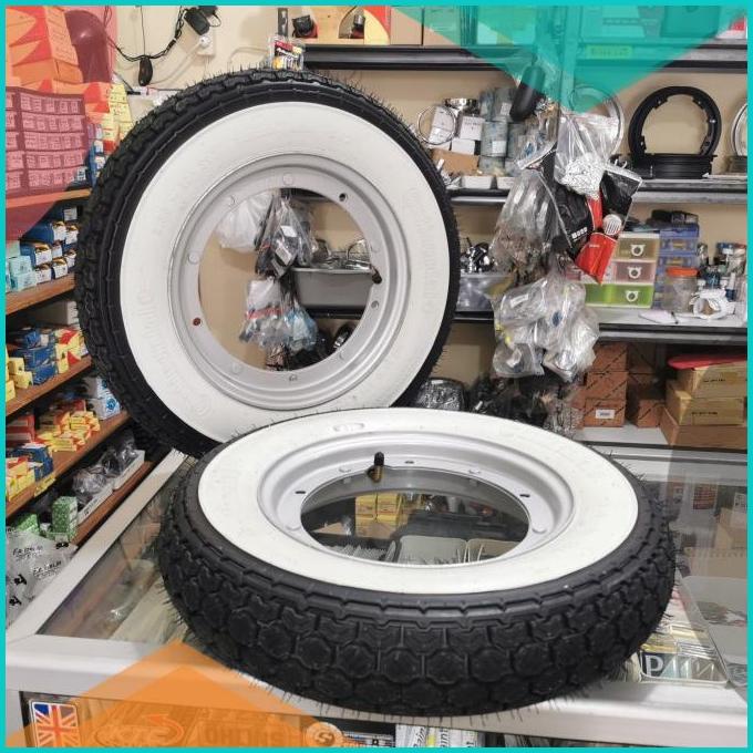 Velg Vespa Ring 10 Danmotor Original set Ban Continental Whitewall 16n