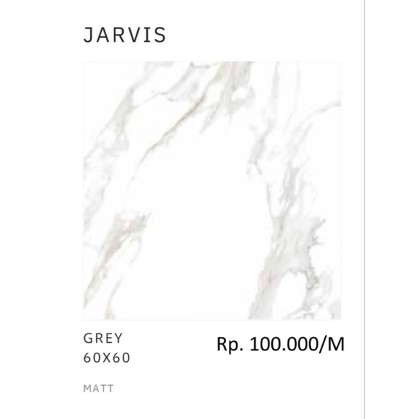 Keramik Matt Motif Marbel Putih Abu Jarvis Ukuran 60x60  By Platinum/Keramik Kualitas 1 Grade A/Kera