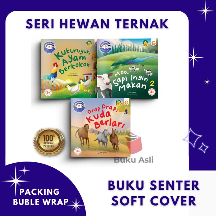 

Baru!! Seri Hewan Ternak Buku Anak Buku Senter 1 set 3 buku Soft Cover