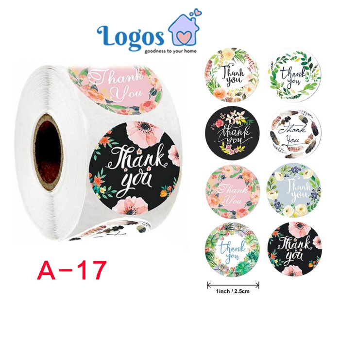

TERLARIS Thank You Round Sticker Flower Stiker bulat Gift Label Hangtag package