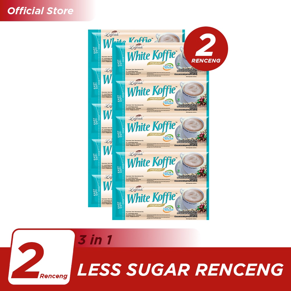 

Kopi Luwak White Koffie Less Sugar Renceng 10x20gr Twin Pack