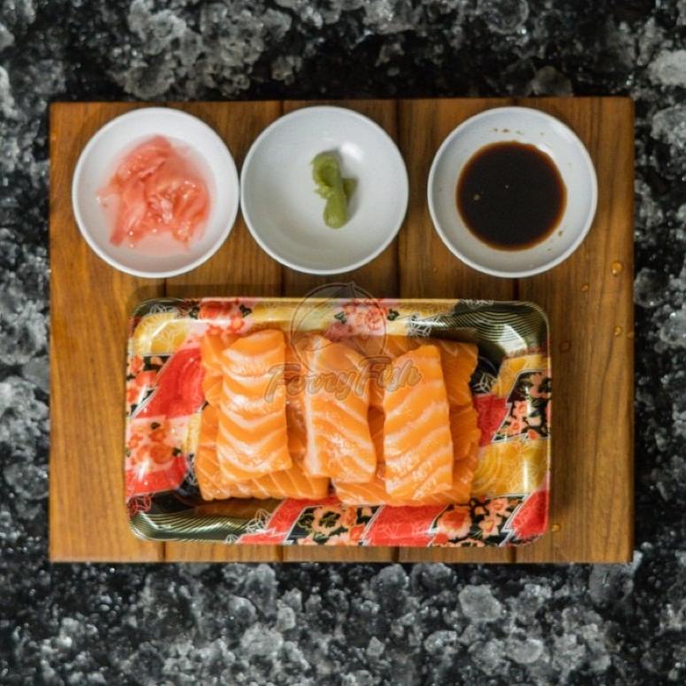 

Ready Salmon Fresh Sashimi Cut 100 gram Free (Soyu,Wasabi & Gari)