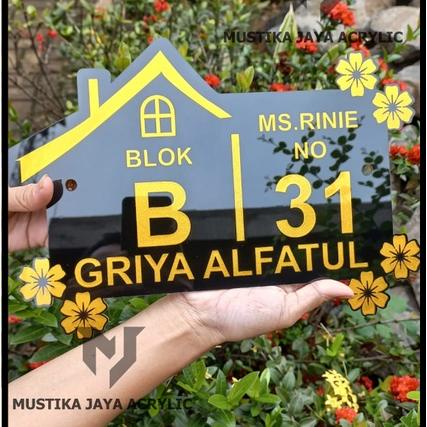 Nomor Rumah Acrylic Type Elegan Royal Mewah Gold