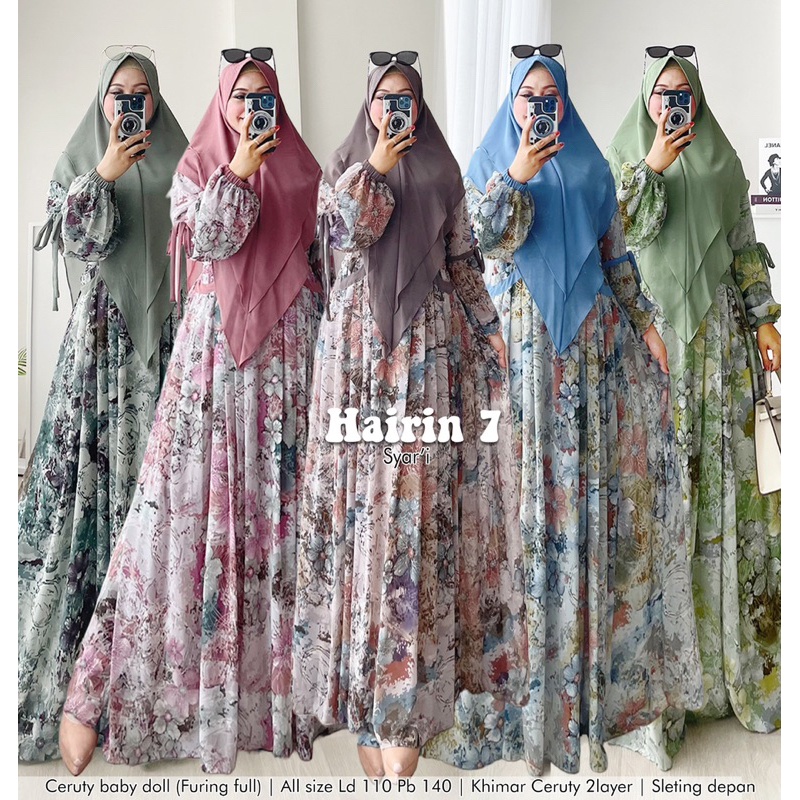 [SYAR'I TILL JANNAH] Humaira99 Gamis syari Jumbo Hairin vol 7 matt ceruty babydoll printing Gamis