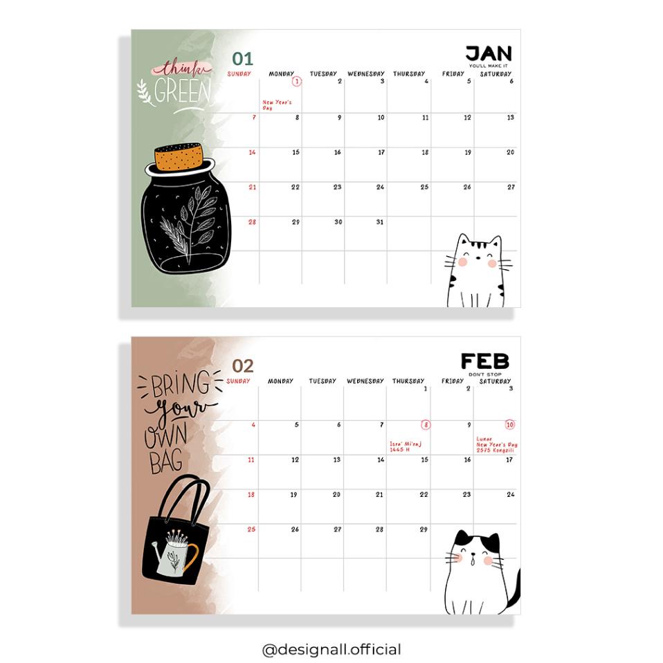 

Designall Kalender 2024 Aesthetic Meja / Kalender Duduk Spiral Ze (Free Okt - Nov - Dec 2023)