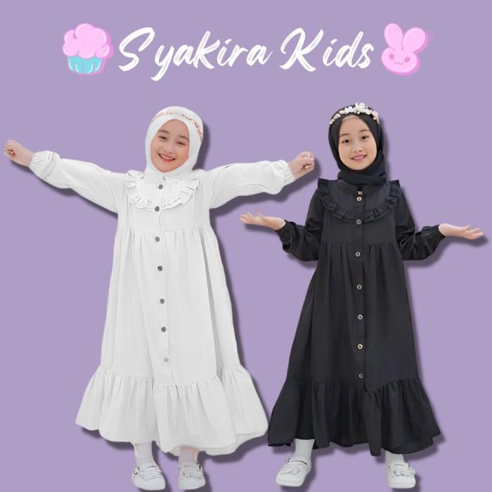 BISA COD - GAMIS PUTIH ANAK PEREMPUAN BAHAN CRINKLE AIRFLOW / GAMIS HITAM CRINKLE