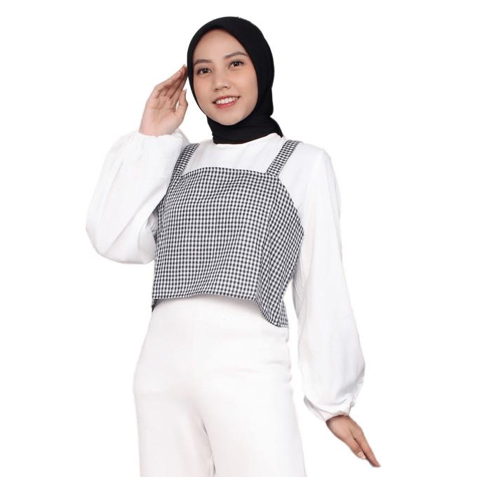 Anjas Top Model Tanktop Wanita Hijab Motif Bahan Katun Yandeth Size Fi