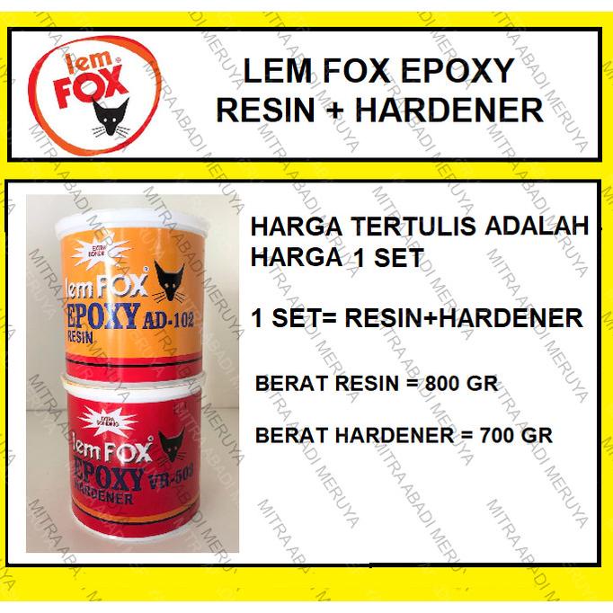 Lem Epoxy Fox Epoxy Resin Epoxy Hardener Komplit Termurah