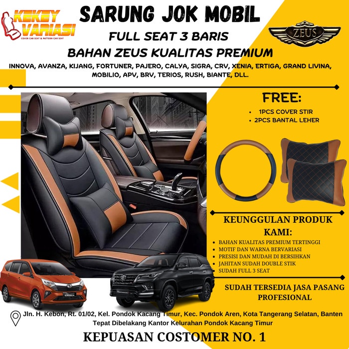 Promo/Sarung Jok Mobil Avanza, Inova,Calya Sigra Tiga Baris Bahan Zeus