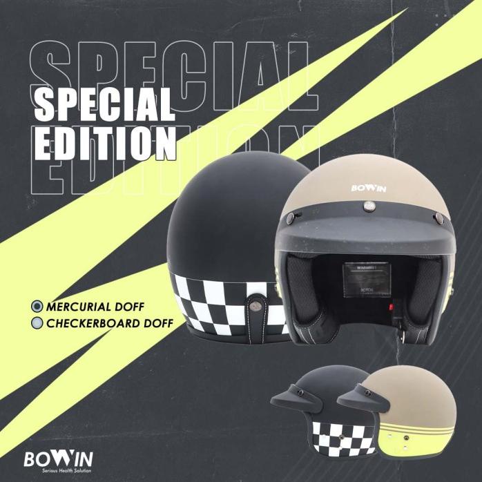 Terlaris Bowin Helm Sni Premium Carbon Fiber (Special Edition / Helm Retro)